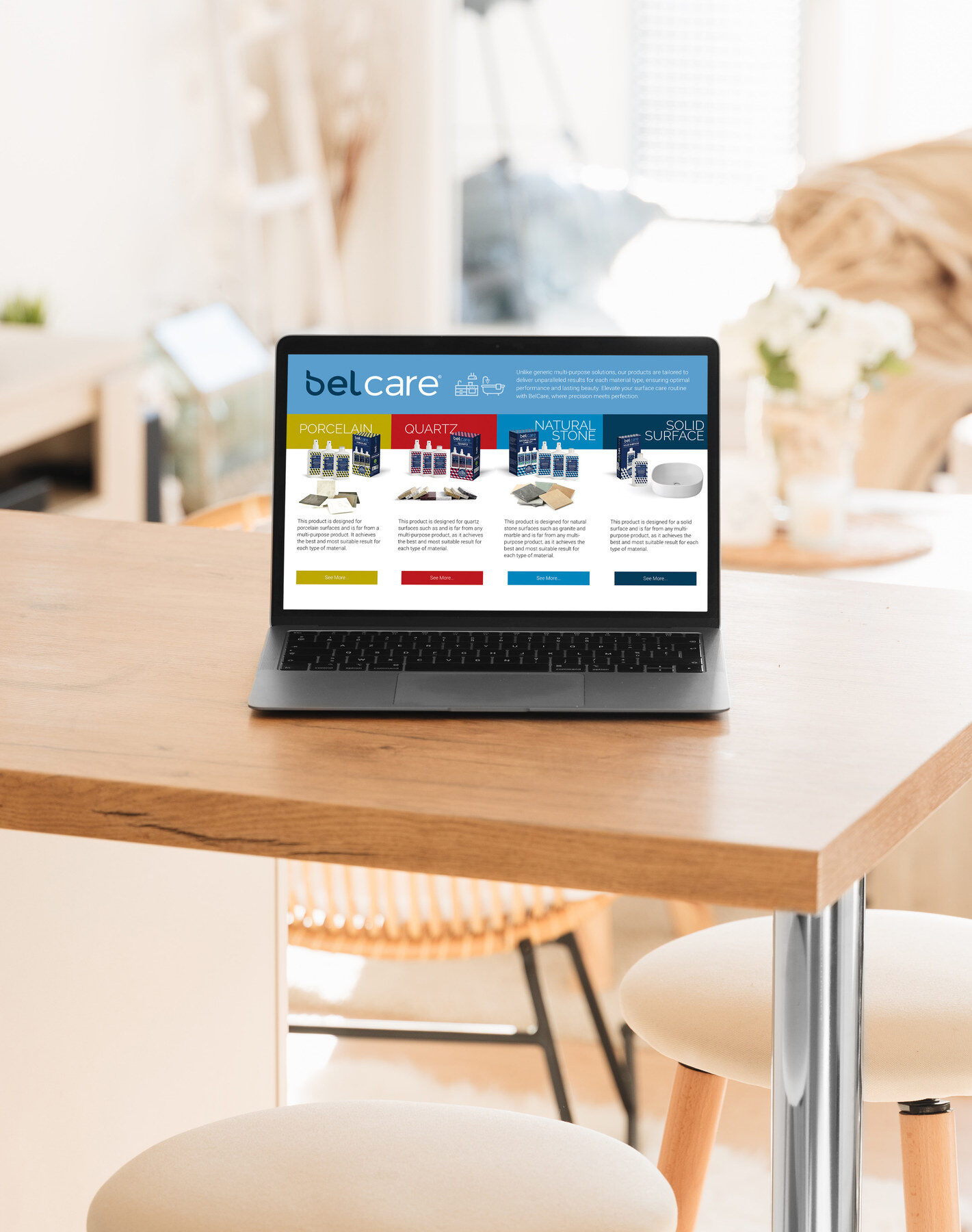 Belcare site on a laptop