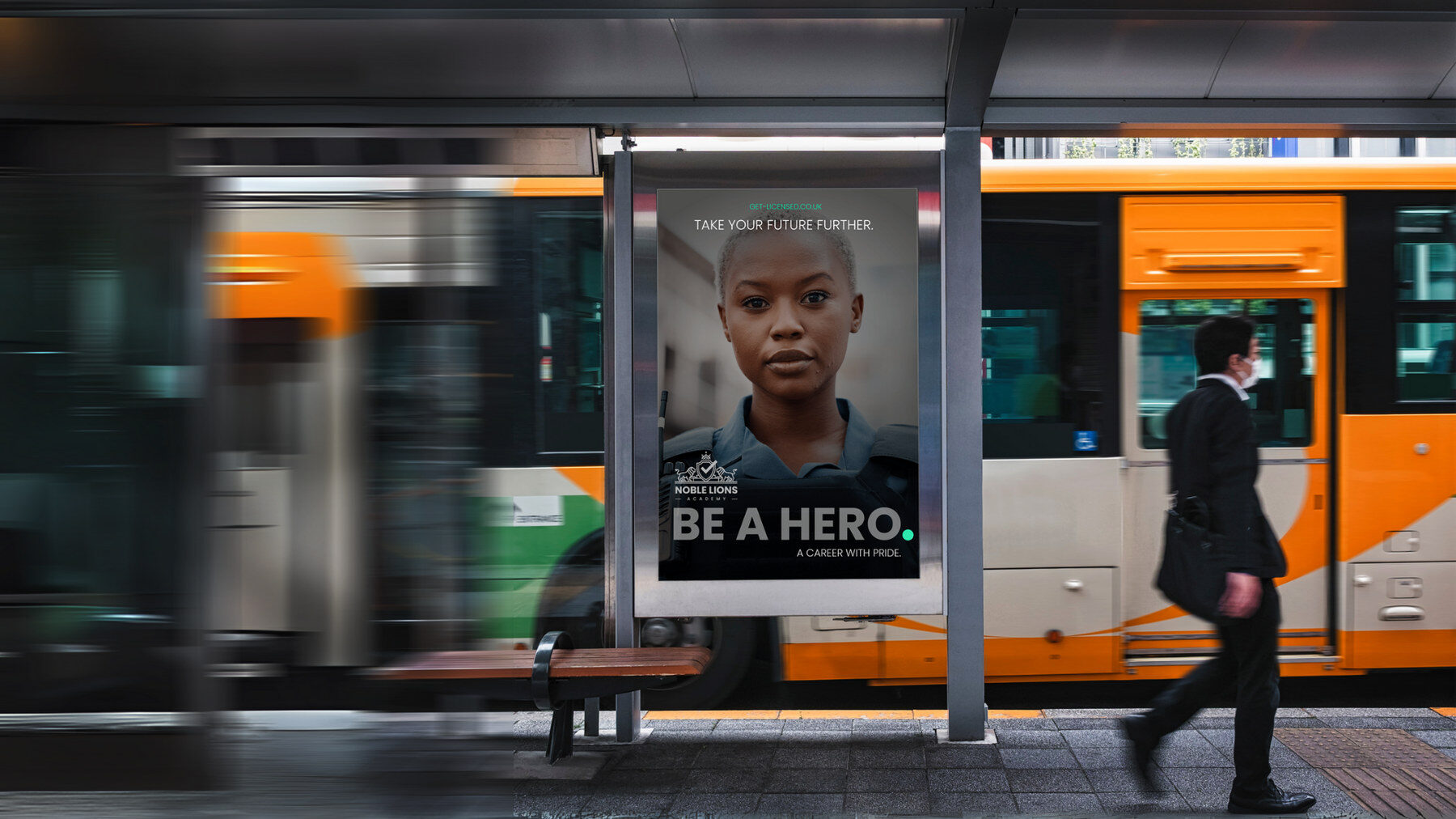 A bus shelter poster