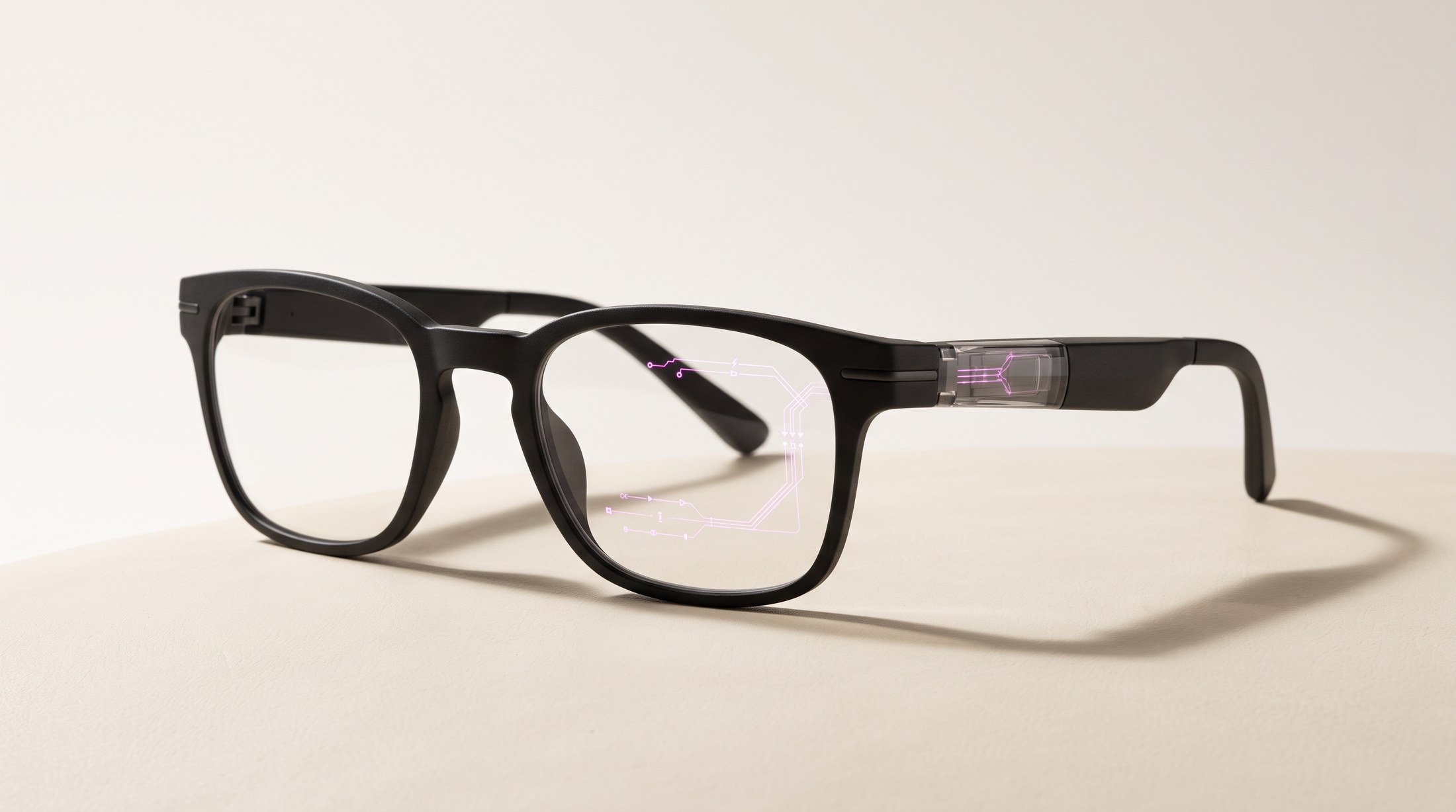 The G2 capture glasses, a magenta heads up display drawn in the lens