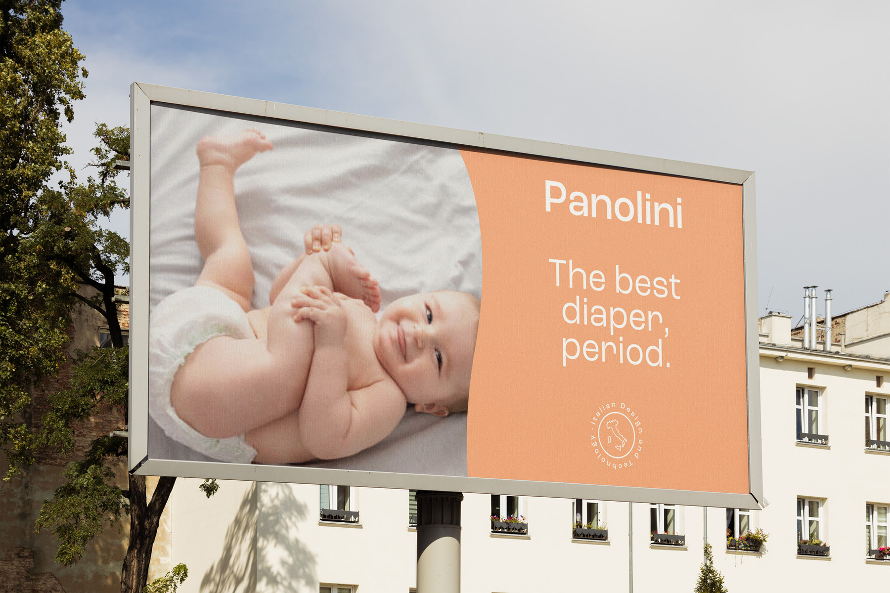 A diaper brand billboard