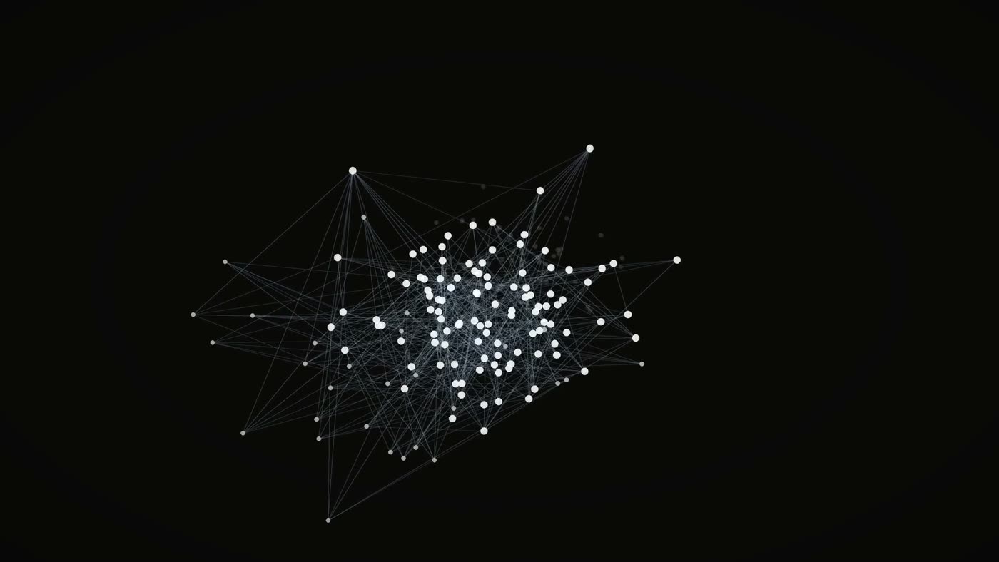 A network of points drawing itself into one structure