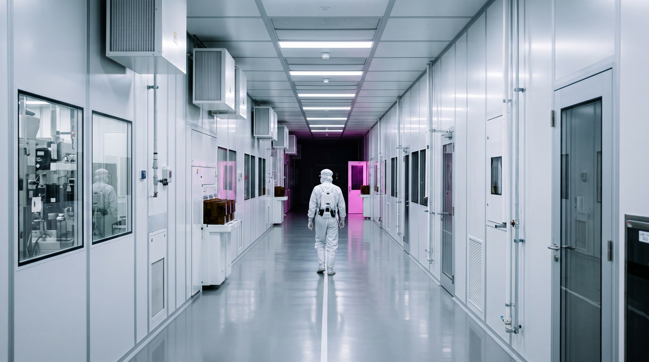 A cleanroom corridor