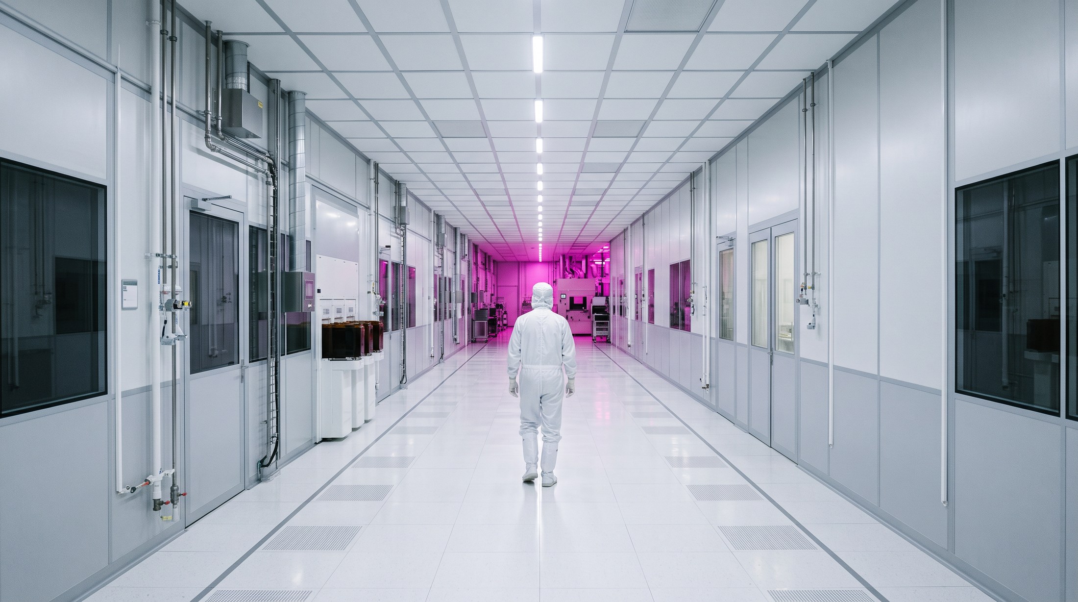 A cleanroom corridor