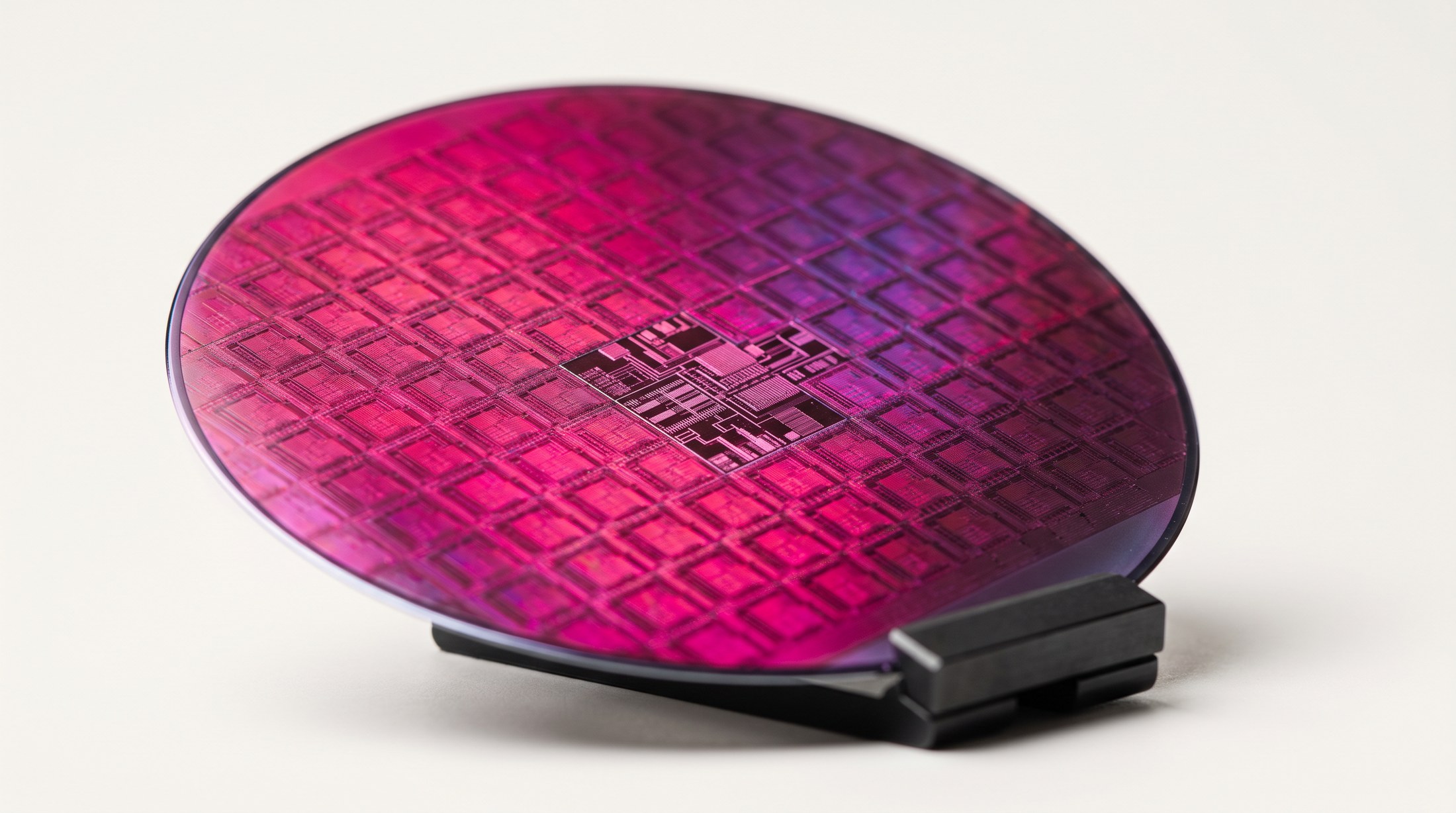 A silicon wafer on a stand